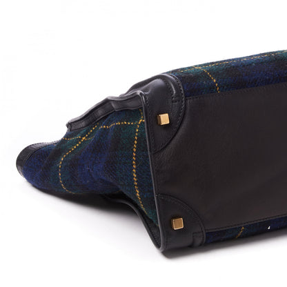 Celine Smooth Calfskin Tweed Tartan Mini Luggage Midnight 4 of 9