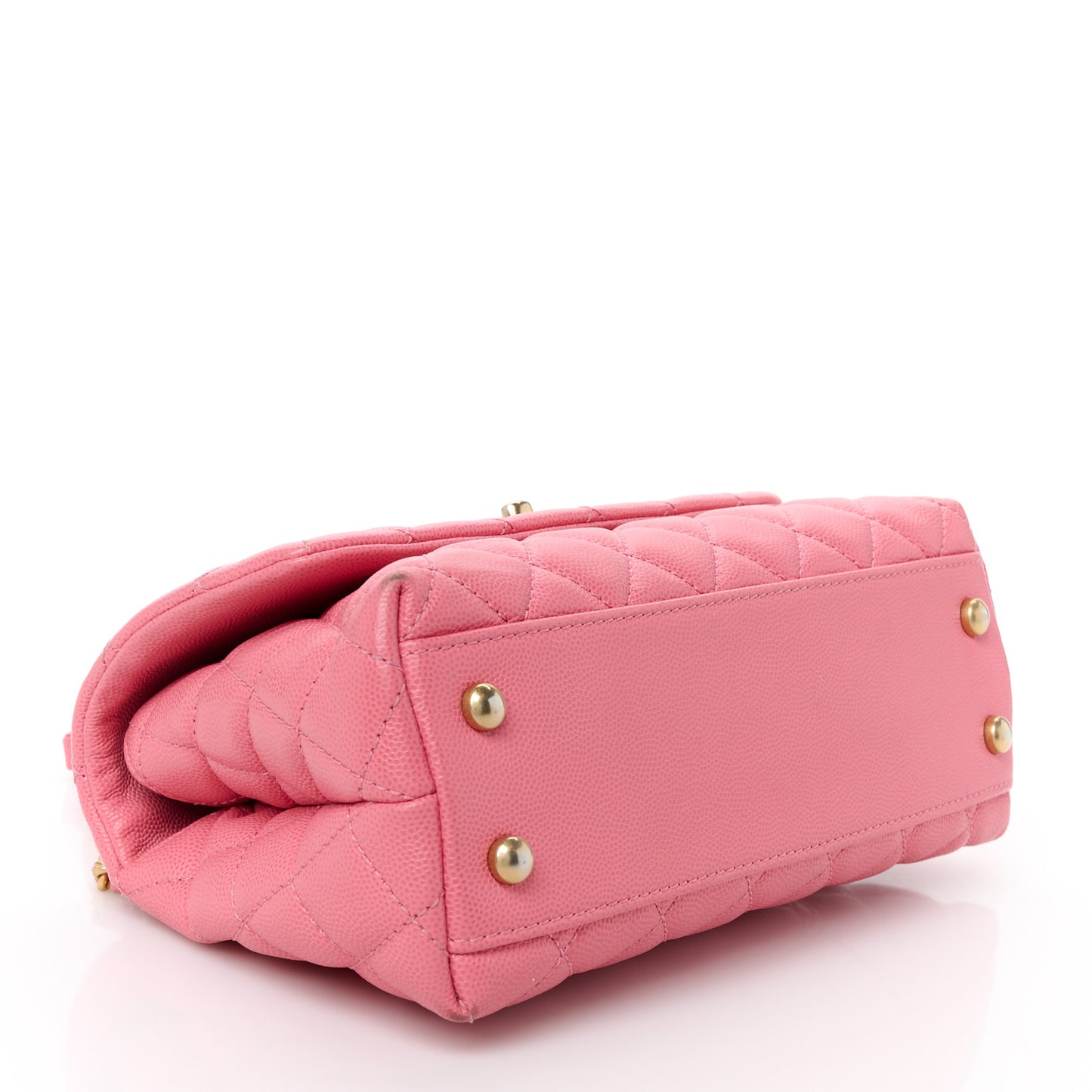 Caviar Lizard Embossed Quilted Mini Coco Handle Flap Pink