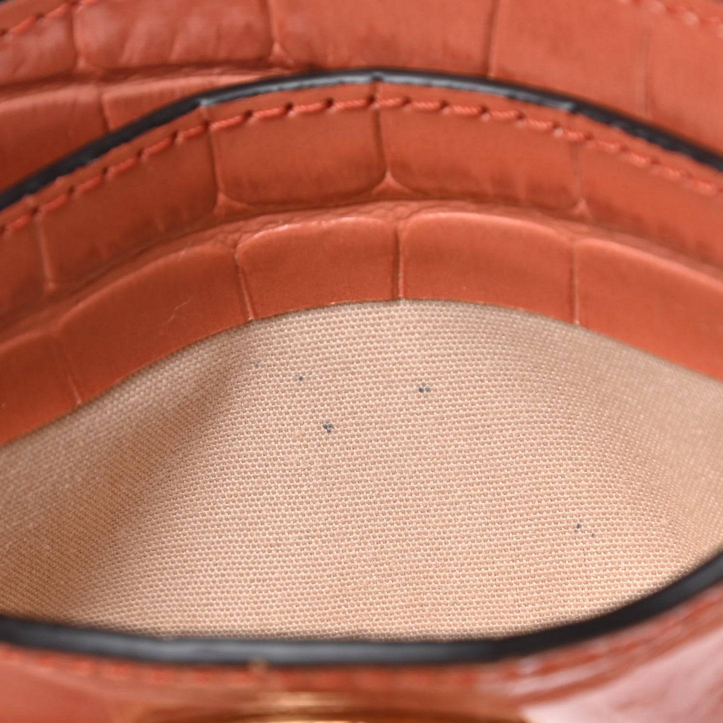 Crocodile Embossed Calfskin C Card Holder Brown