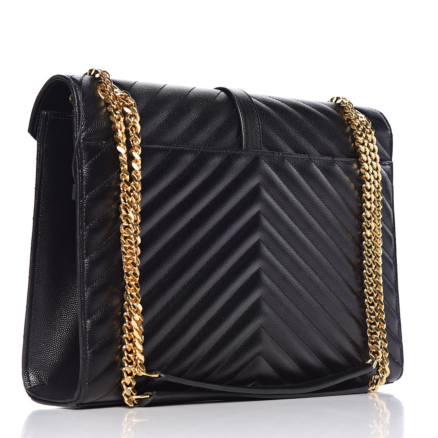 Saint Laurent Grain De Poudre Matelasse Chevron Large Monogram Satchel Black 3 of 9