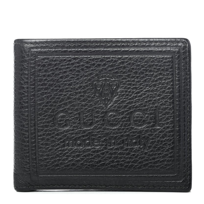 Gucci Pebbled Calfskin Bi-Fold Crest Wallet Black 1 of 4