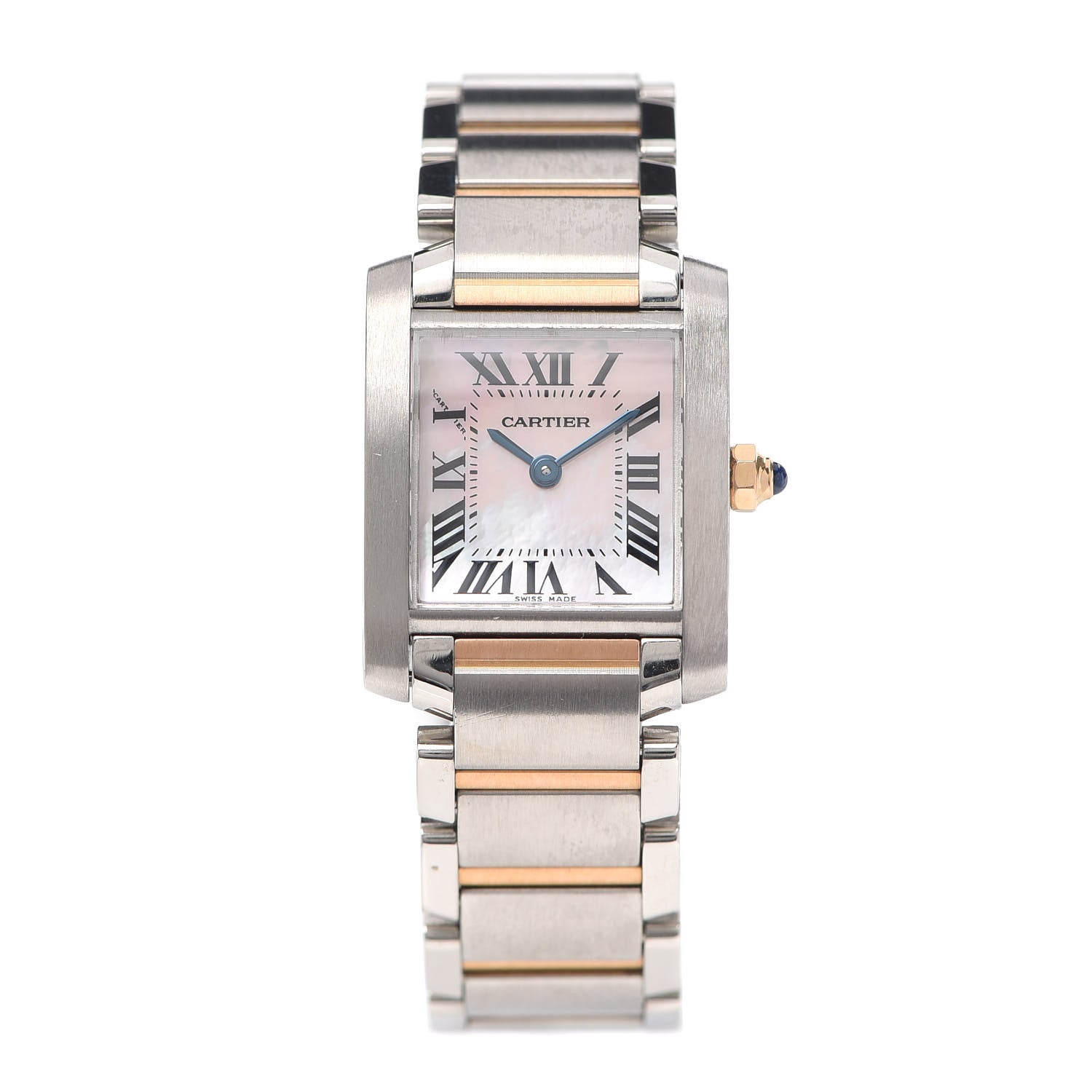Cartier Stainless Steel 18K Pink Gold Mother of Pearl 20mm Tank Francaise Quartz Watch 1 of 4