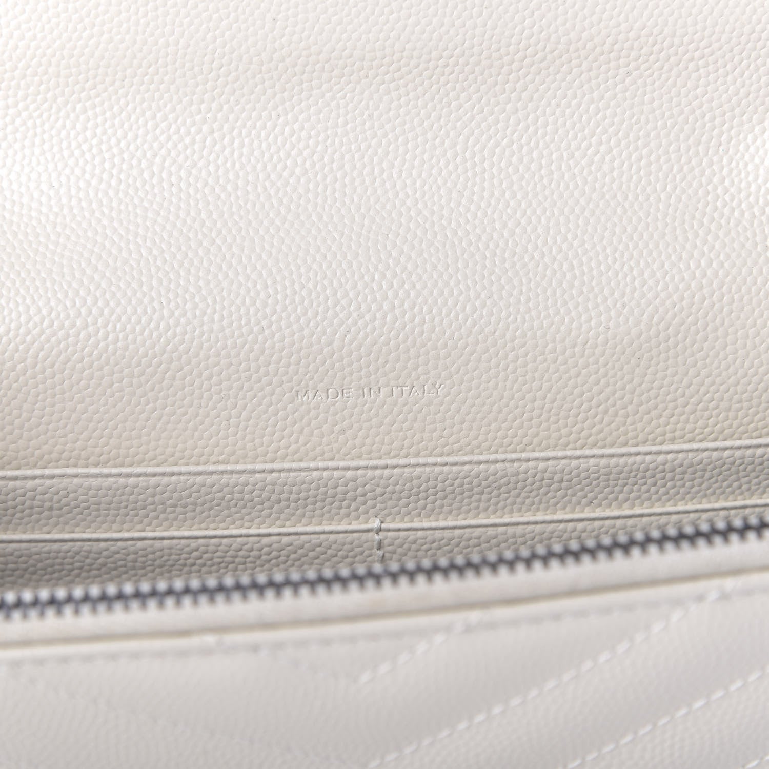 Saint Laurent Grain De Poudre Matelasse Chevron Monogram Envelope Chain Wallet Dove White 9 of 9