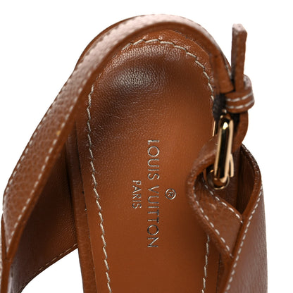Louis Vuitton Grained Calfskin New Wave Sandals 37 Brown 7 of 9