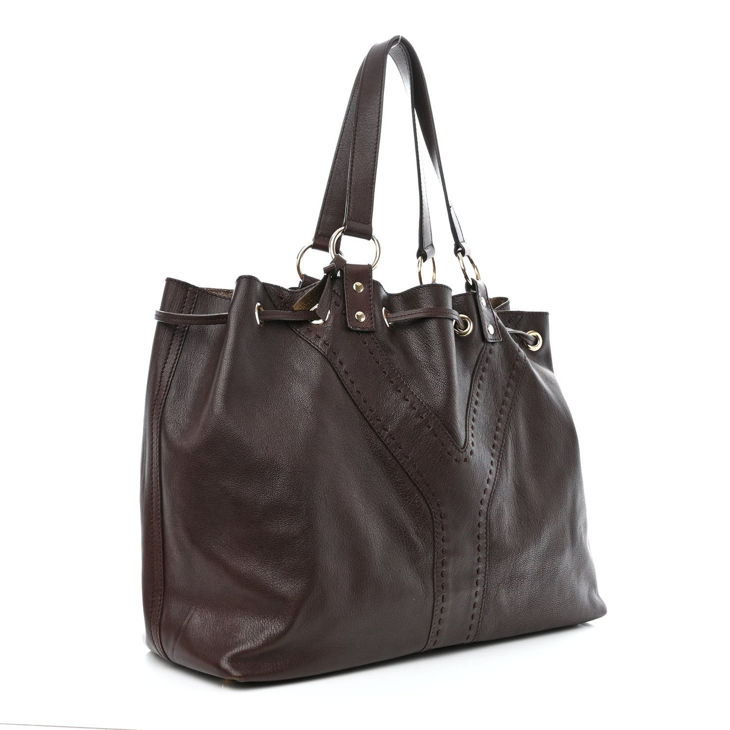 Calfskin Reversible Double Sac Y Tote Gold Brown