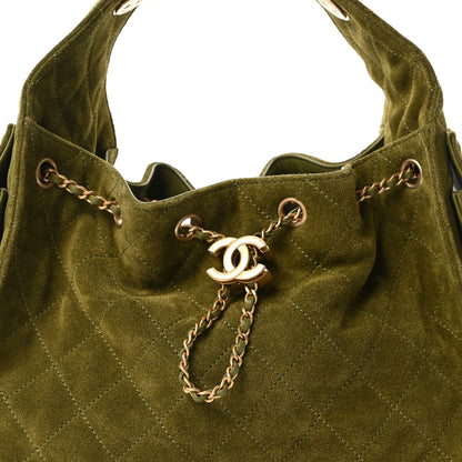 Chanel Suede Quilted Small Chanel 25 Handbag Khaki 8 of 10