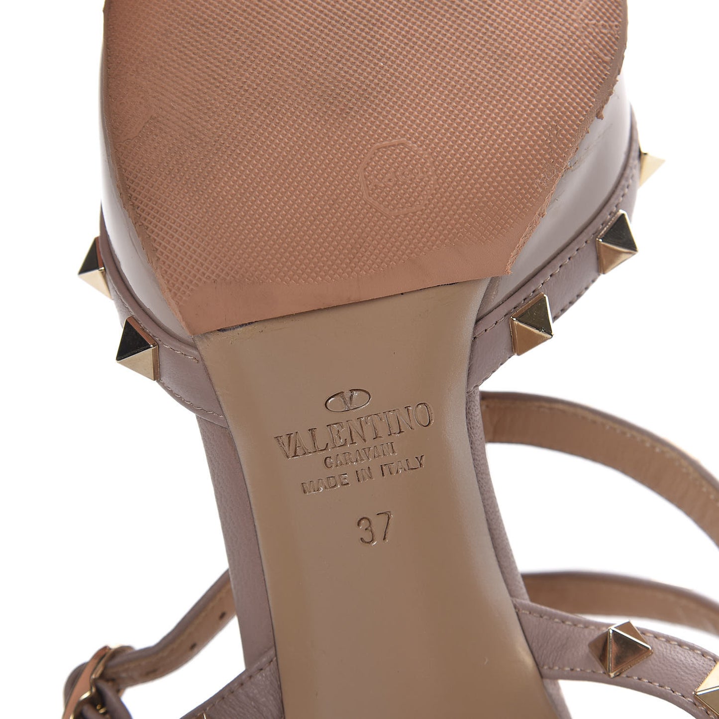 Patent Rockstud Ankle Strap 65mm Pumps 37 Poudre