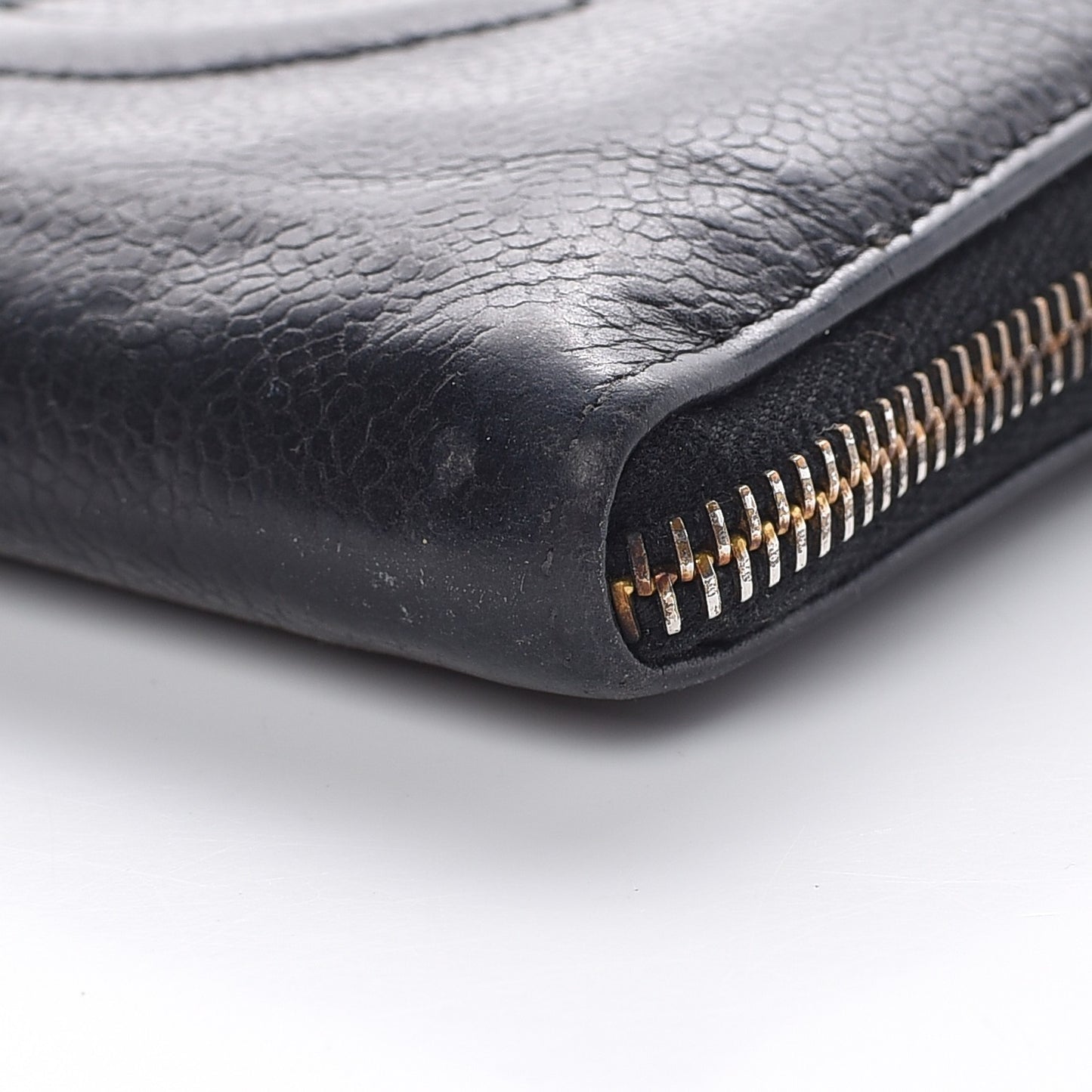 Caviar CC Timeless Large Zip Around Wallet Black
