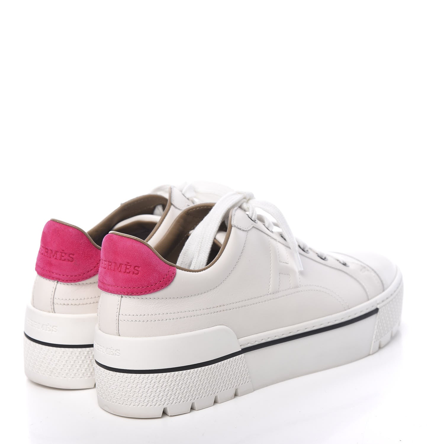 Hermes Calfskin Suede Goatskin Womens Voltage Sneakers 39 Blanc Rose Fuchsia 4 of 10