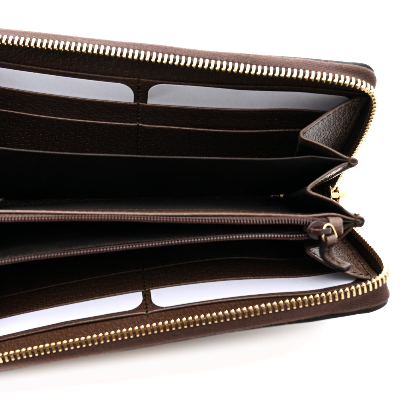 GG Supreme Monogram Web Ophidia Zip Around Wallet Brown