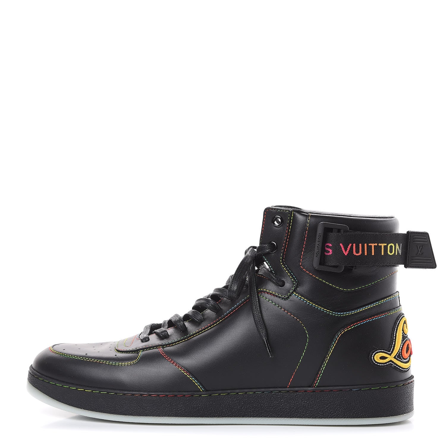 Louis Vuitton Calfskin Rivoli High Top Sneakers 10 Black Multicolor 1 of 8