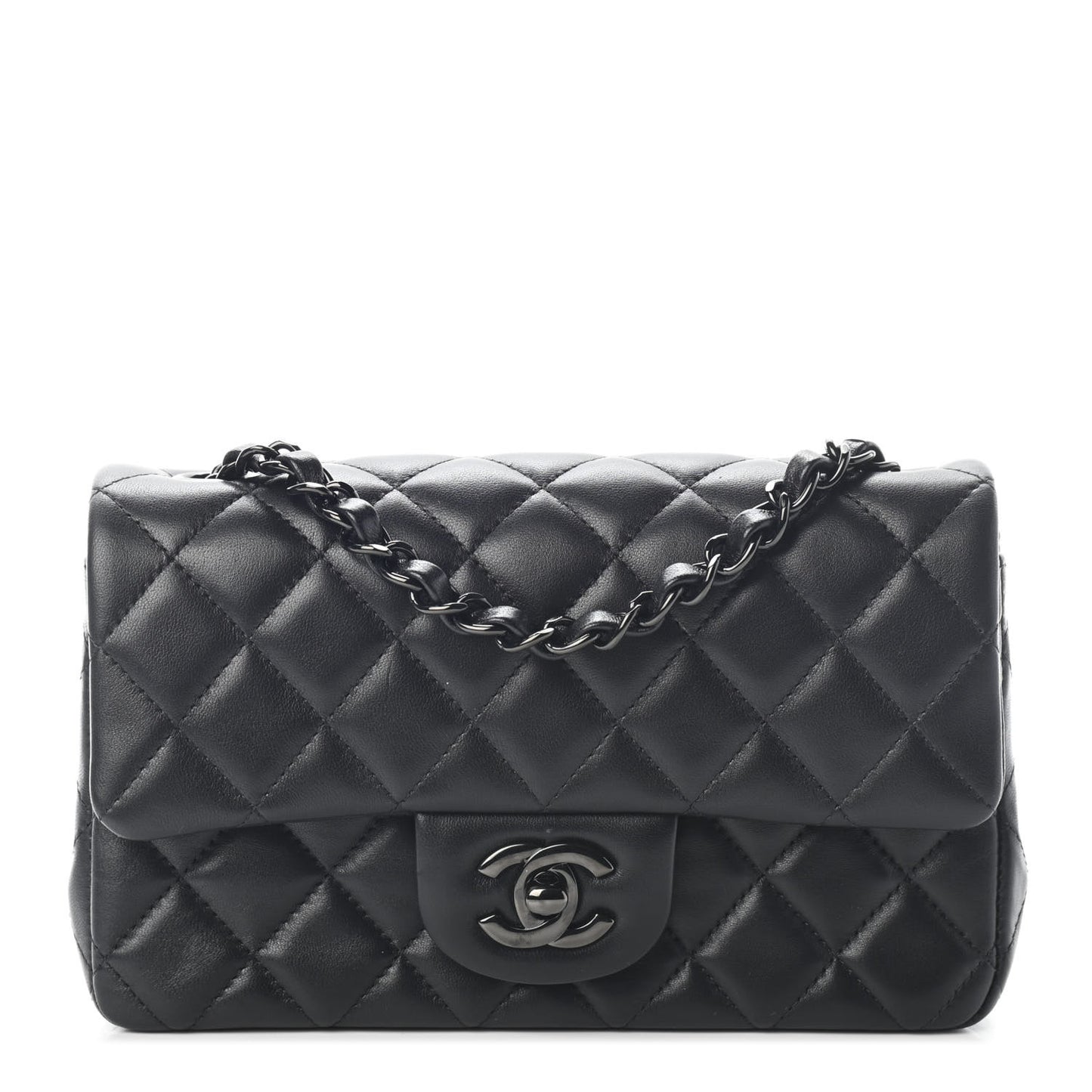 Lambskin Quilted Mini Rectangular Flap So Black