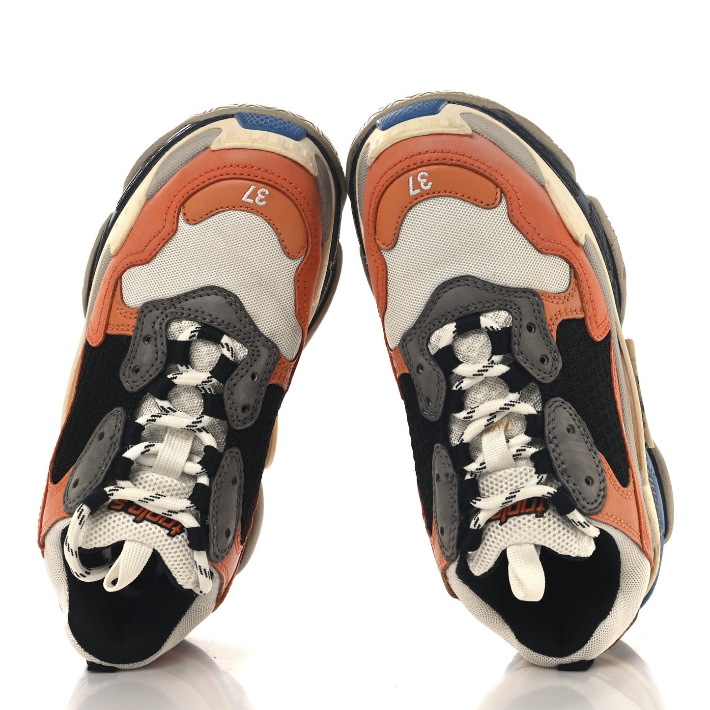 Mesh Nubuck Womens Triple S Sneakers 37 Orange Gris Black