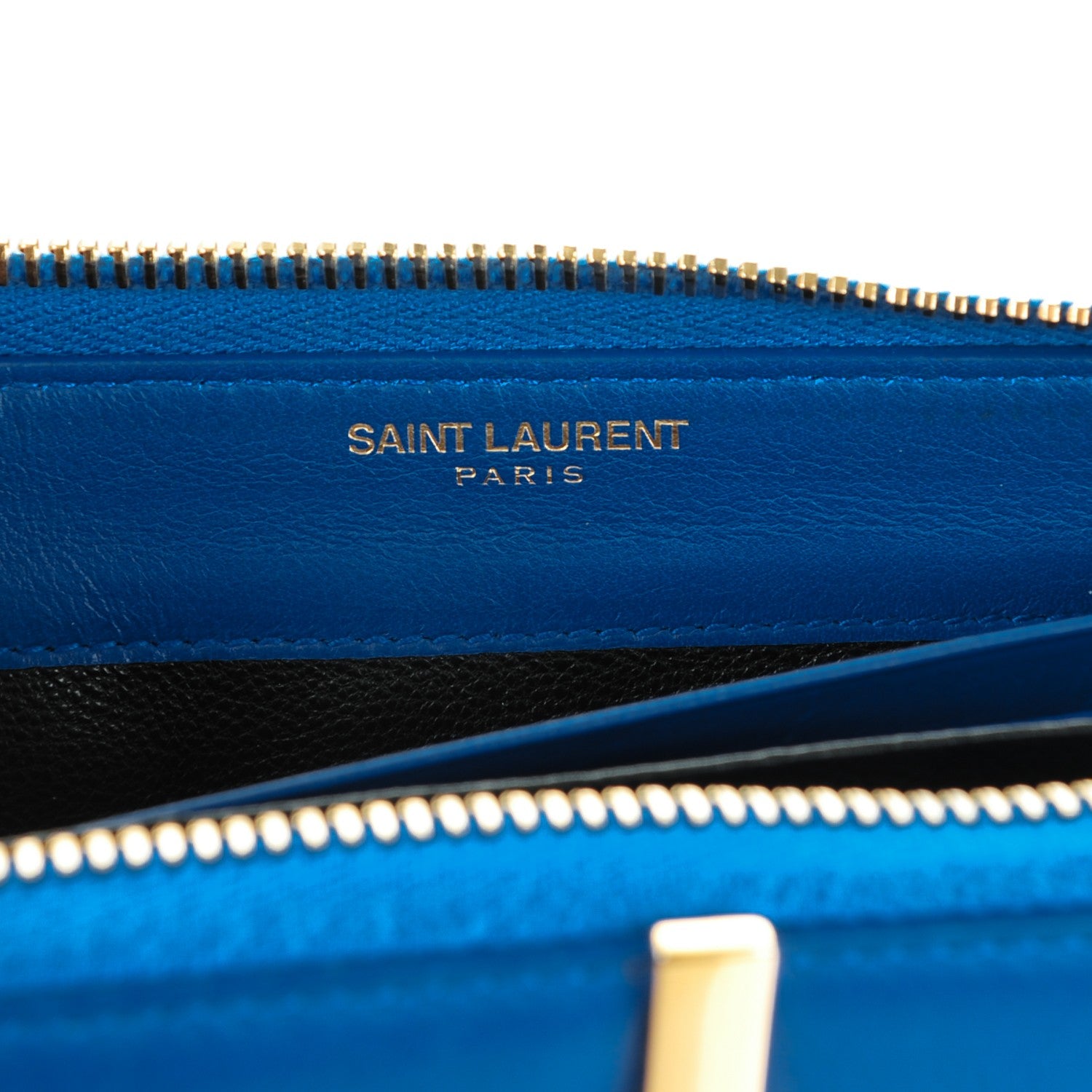 Saint Laurent Calfskin Classic Y Ligne Zip Around Wallet Blue 6 of 7