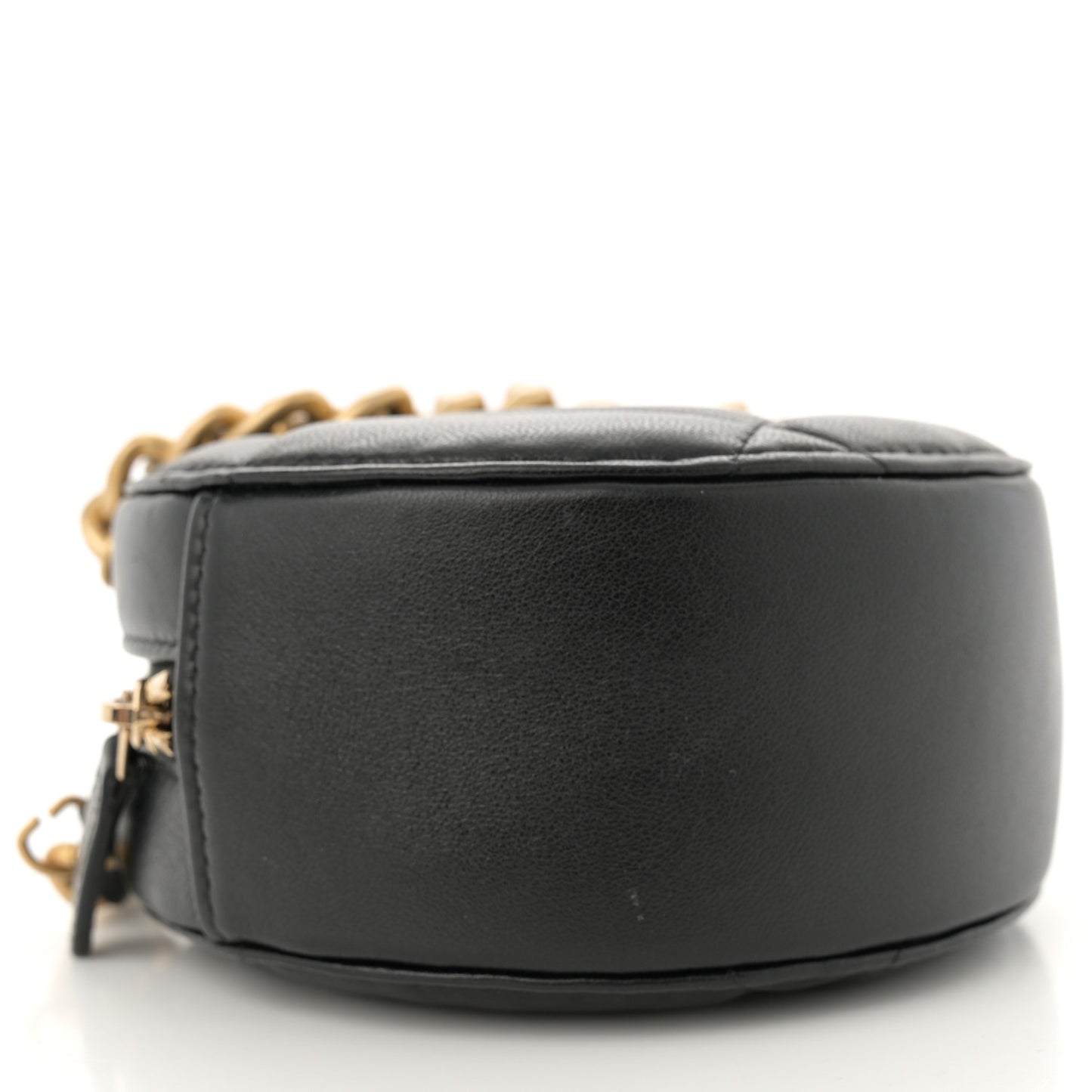 Lambskin Quilted Chanel 19 Round Clutch With Chain Black