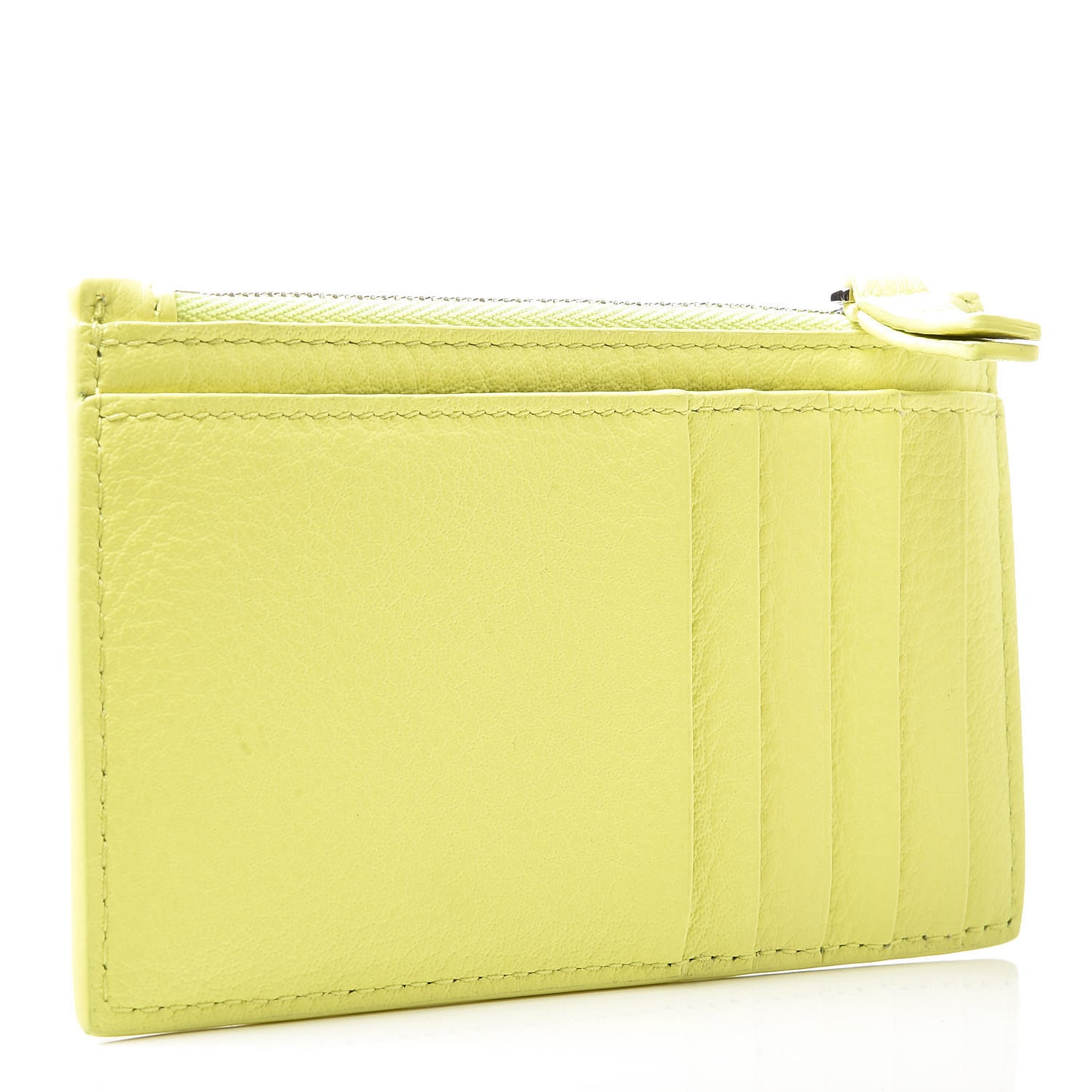 Calfskin Logo Everyday Long Coin Case Card Holder Acid Green