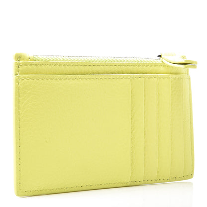 Balenciaga Calfskin Logo Everyday Long Coin Case Card Holder Acid Green 3 of 9