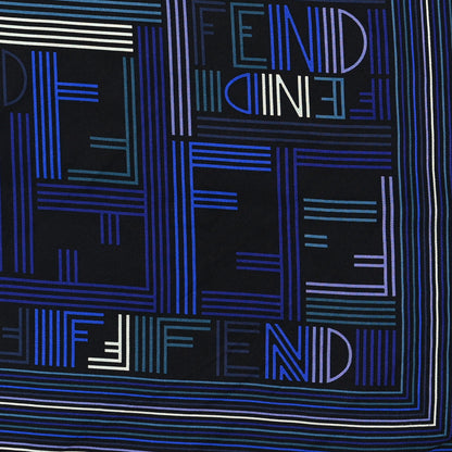 Fendi Silk Square Scarf Blue Multicolor 2 of 3