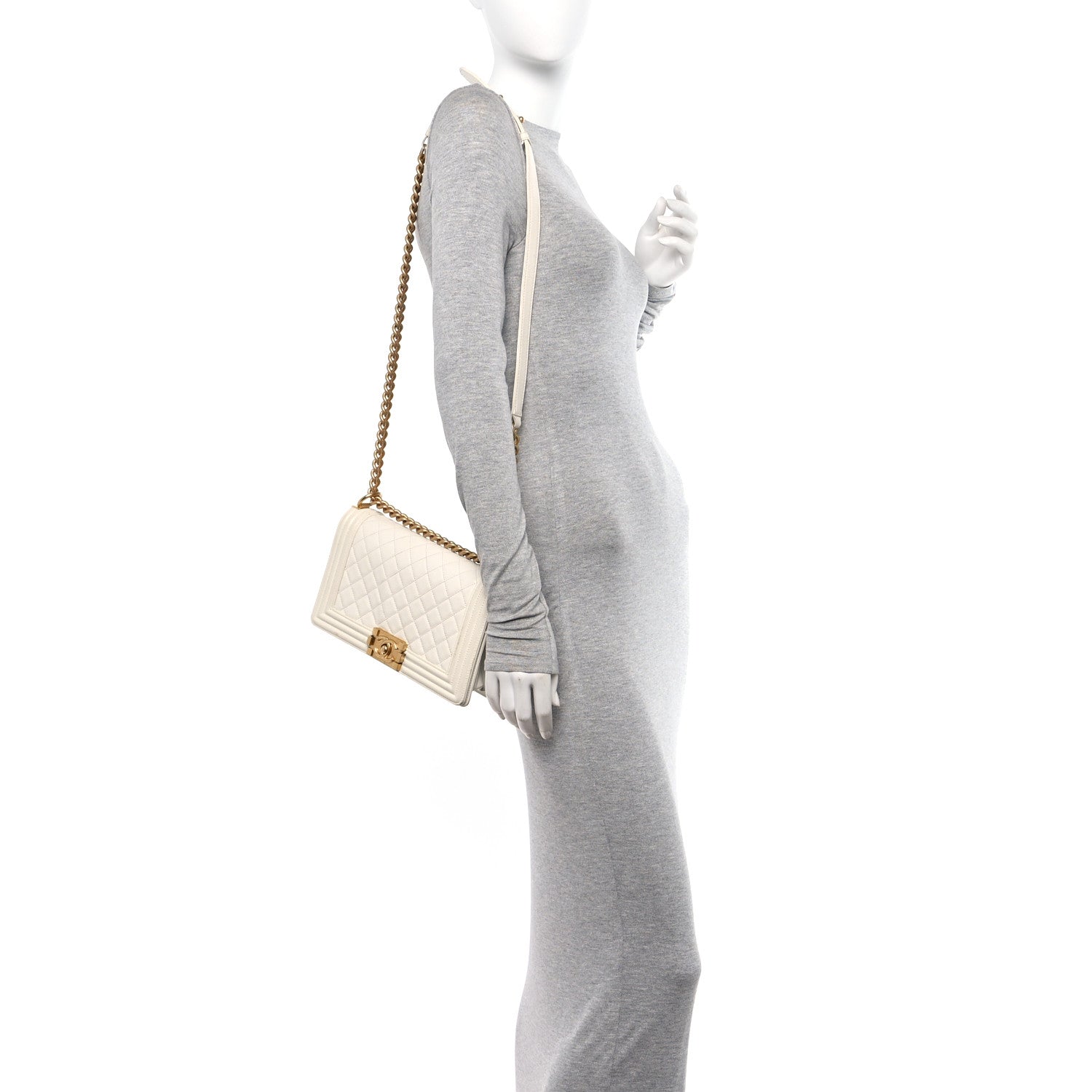 Chanel Caviar Quilted Medium Boy Flap White 2 of 19