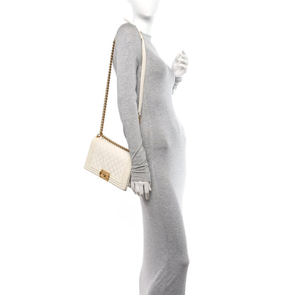 Chanel Caviar Quilted Medium Boy Flap White 2 of 19