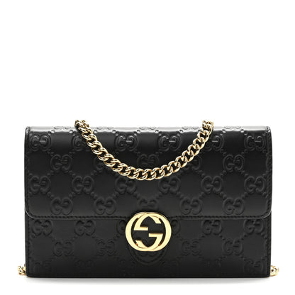 Gucci Guccissima Icon Chain Wallet Black Black 1 of 9