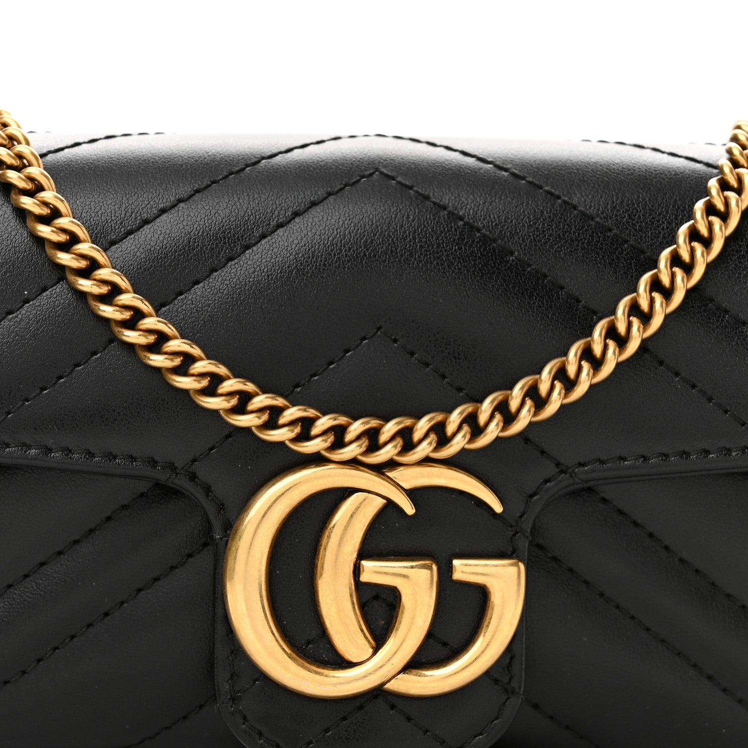 Gucci Calfskin Matelasse Super Mini GG Marmont Shoulder Bag Black 8 of 11