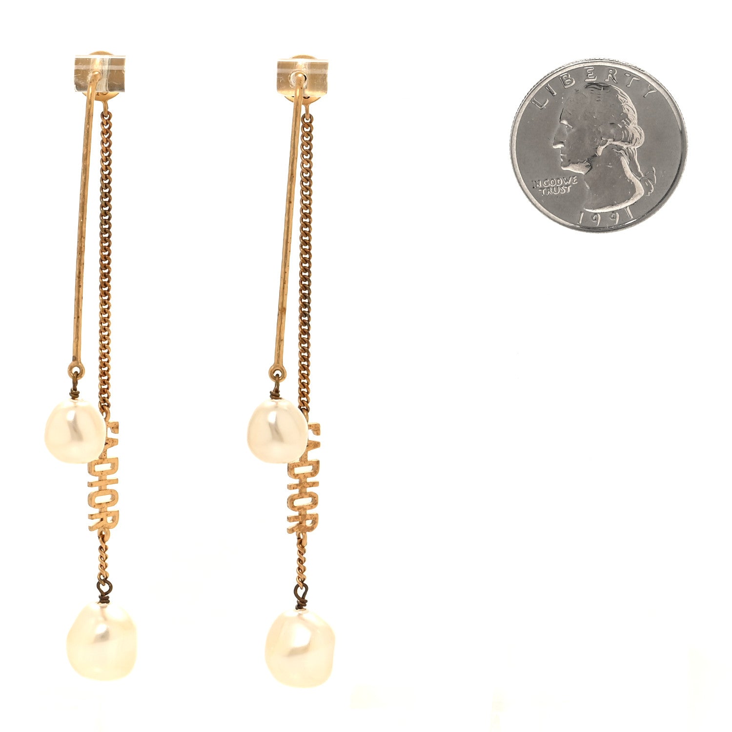 Christian Dior Pearl J'adior Dangle Earrings Gold 2 of 4