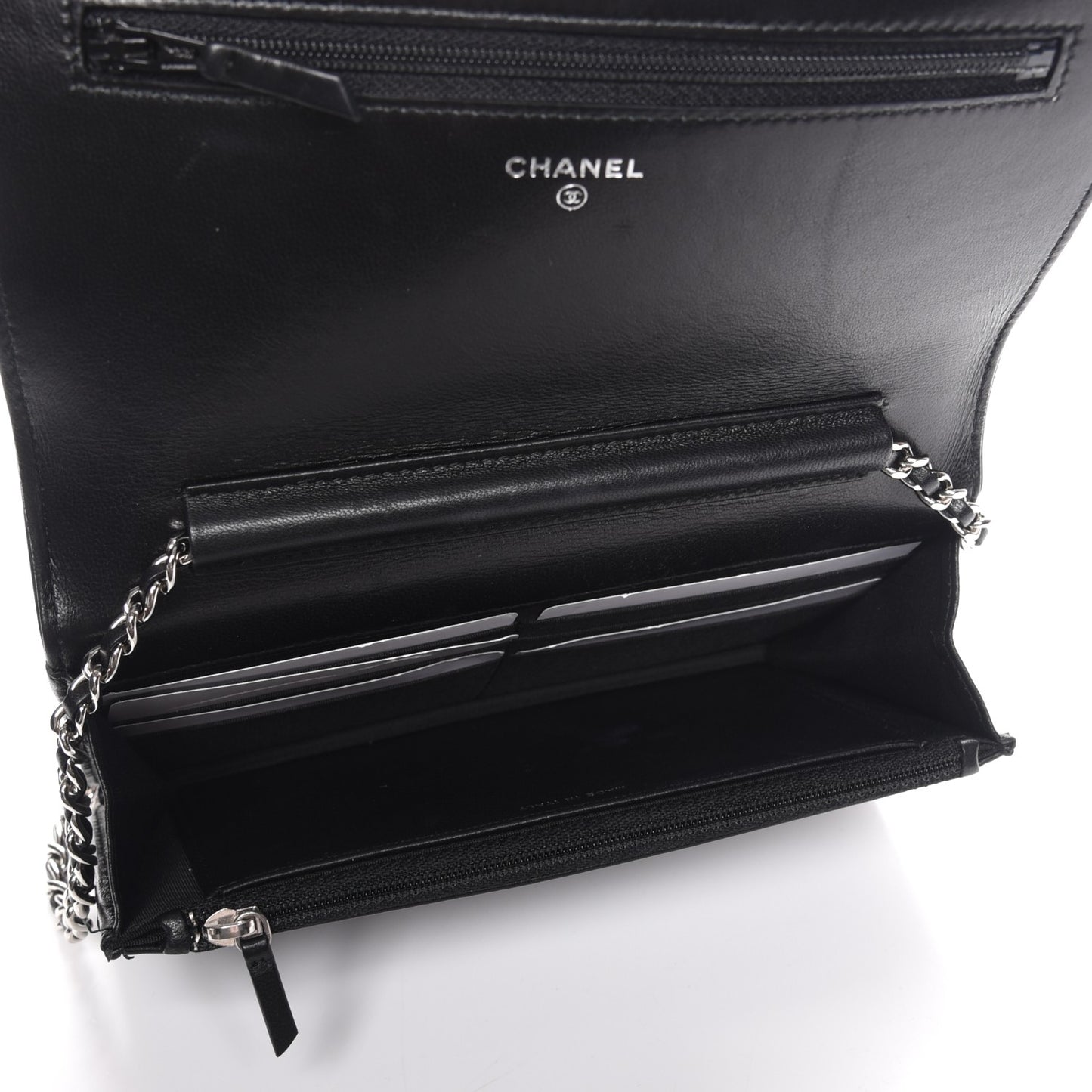 Calfskin Strass Boy Wallet On Chain WOC Black
