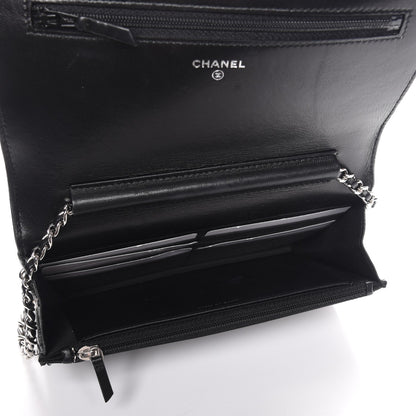 Chanel Calfskin Strass Boy Wallet On Chain WOC Black 5 of 10