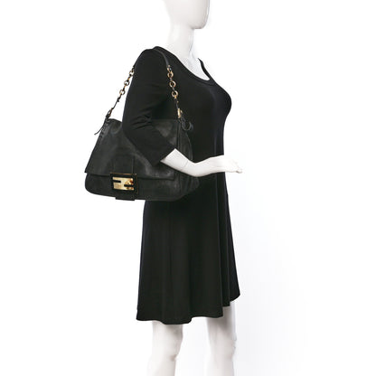 Fendi Vitello Savana Big Mama Baguette Black Tartaruga Natural 2 of 9