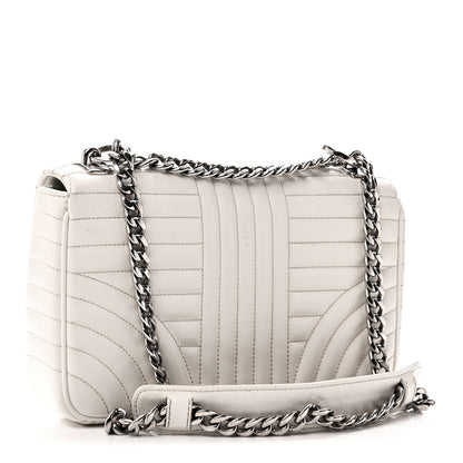 Prada Soft Calfskin Impunture Diagramme Medium Chain Flap Shoulder Bag White 3 of 9