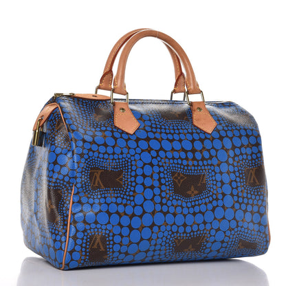 Louis Vuitton Monogram Kusama Town Speedy 30 Blue 3 of 13