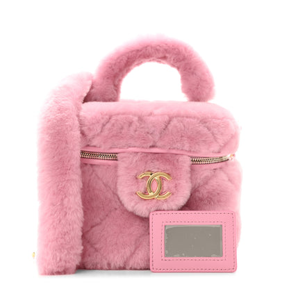 Chanel Shearling Lambskin Quilted Small CC Vanity Case Pink 1 of 10