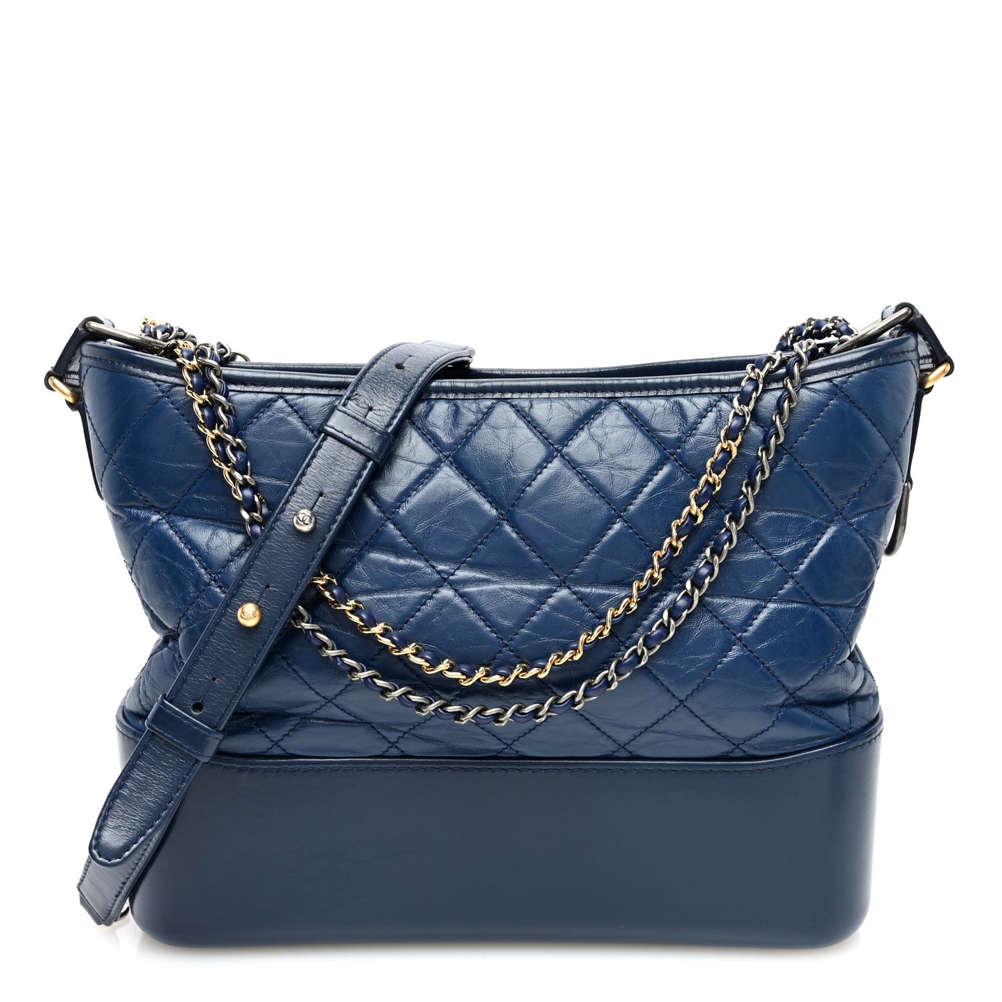 Aged Calfskin Quilted Medium Gabrielle Hobo Blue
