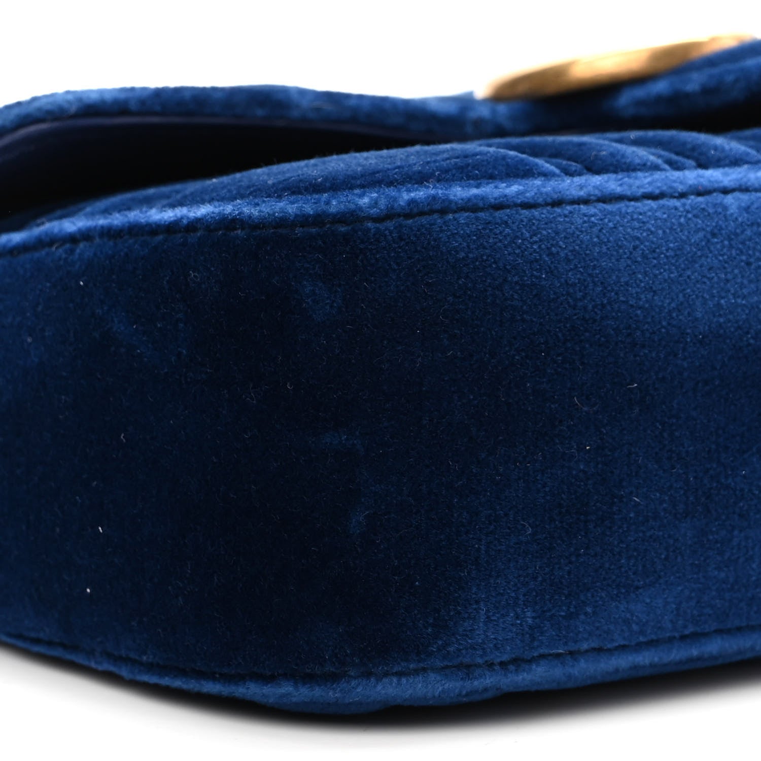 Gucci Velvet Matelasse Mini GG Marmont Shoulder Bag Cobalt Blue 9 of 10