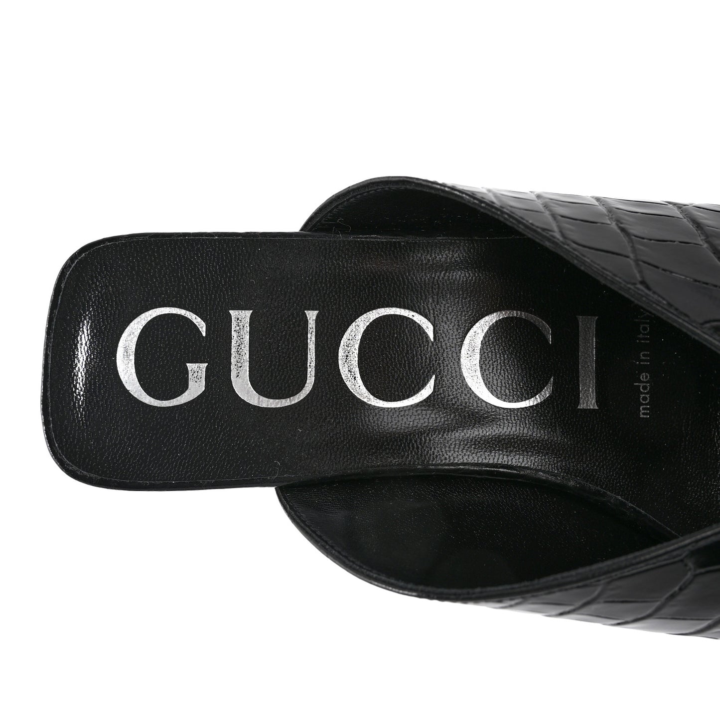 Croco Calf Lux Mule Sandals 37.5 Black