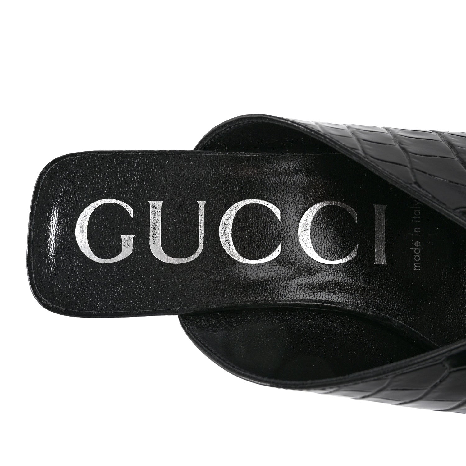 Gucci Croco Calf Lux Mule Sandals 37.5 Black 7 of 10