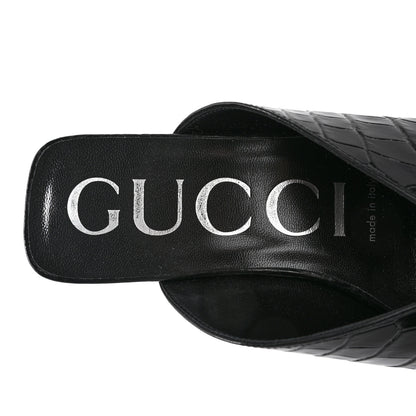 Gucci Croco Calf Lux Mule Sandals 37.5 Black 7 of 10