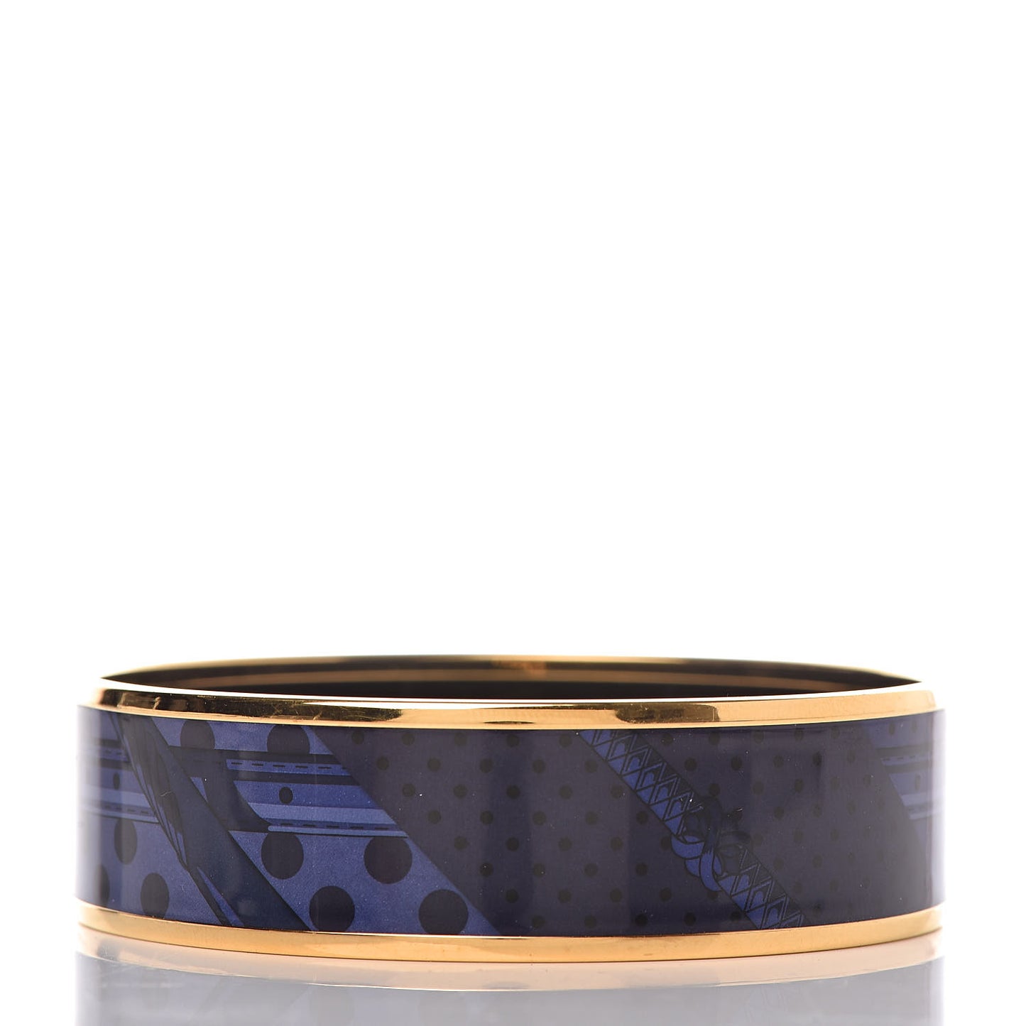 Enamel Printed Wide Clic Clac A Pois Bracelet 65 Indigo