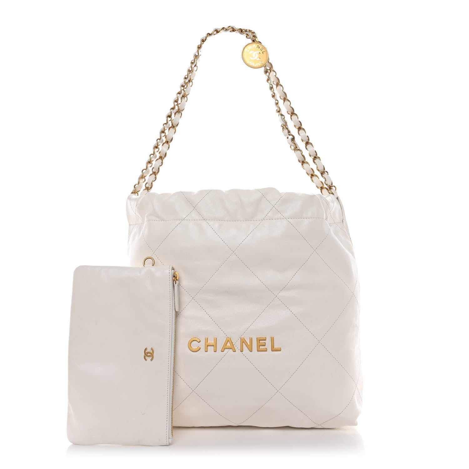 Chanel Shiny Calfskin Quilted Small Chanel 22 White 1 of 12