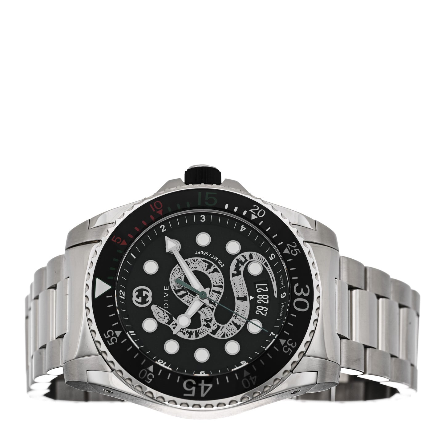 Stainless Steel 45mm Dive Snake Quartz Watch Black