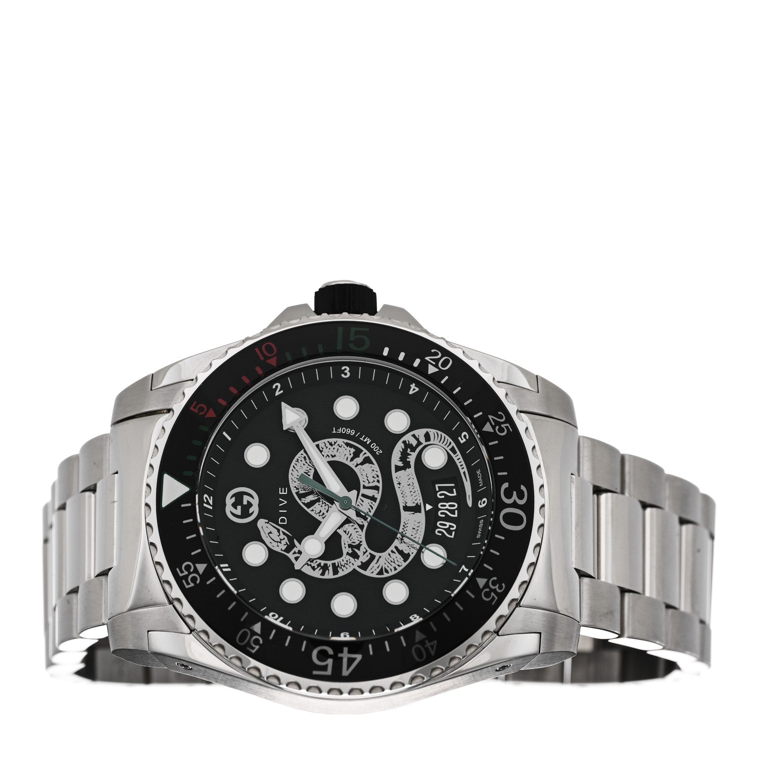 Gucci Stainless Steel 45mm Dive Snake Quartz Watch Black 2 of 5