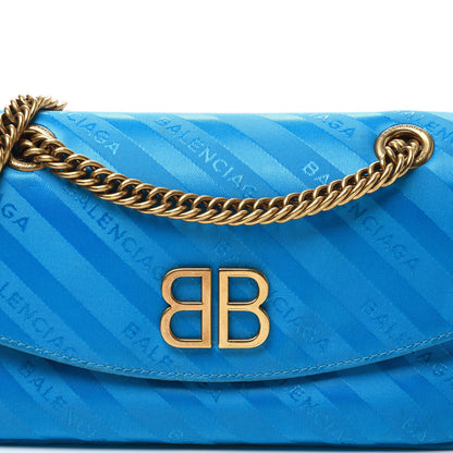 Balenciaga Nylon Jacquard Diagonal Logo S BB Round Shoulder Bag Bleu 9 of 9