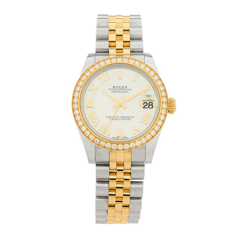 Stainless Steel 18K Yellow Gold Diamond Mother of Pearl 31mm Oyster Perpetual Datejust Watch Roman 178383