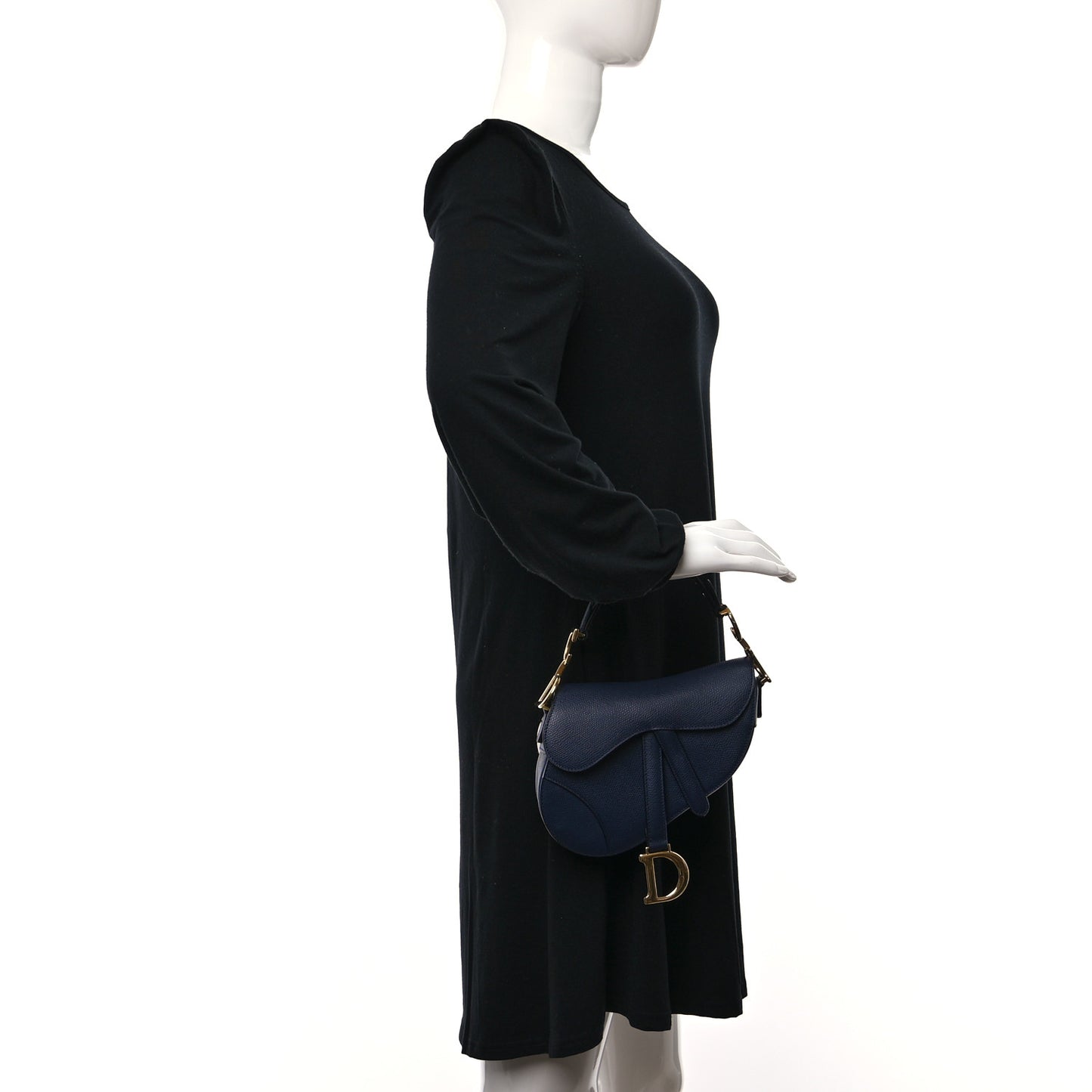 Grained Calfskin Mini Saddle Bag Navy