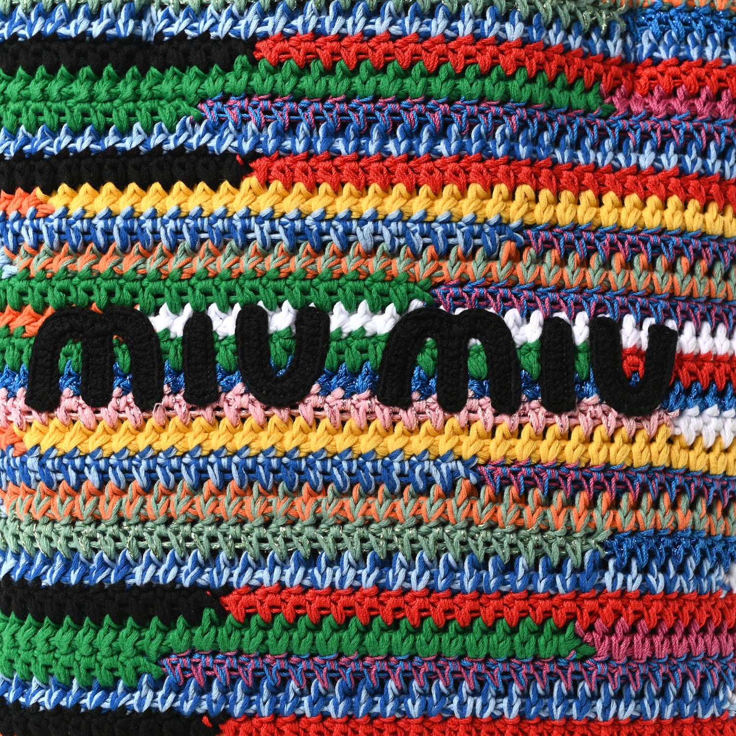 Miu Miu Cotton Crochet Stripe Vertical Tote Bag Multicolor 1801683