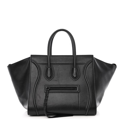 Celine Supple Calfskin Medium Phantom Luggage Black 1 of 11