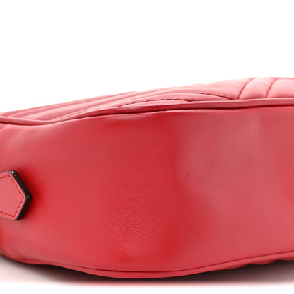 Gucci Calfskin Matelasse Small GG Marmont Chain Shoulder Bag Hibiscus Red 10 of 12