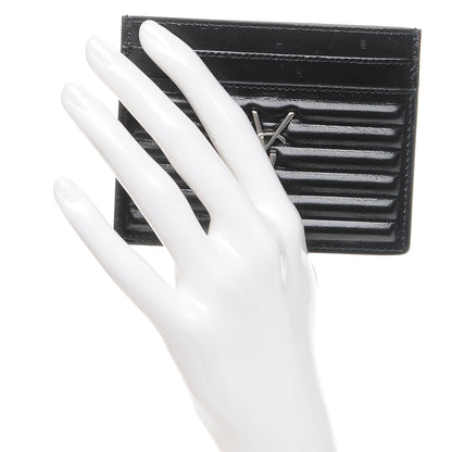 Saint Laurent Ribbed Calfskin Opium Monogram Credit Card Case Black 2 of 7