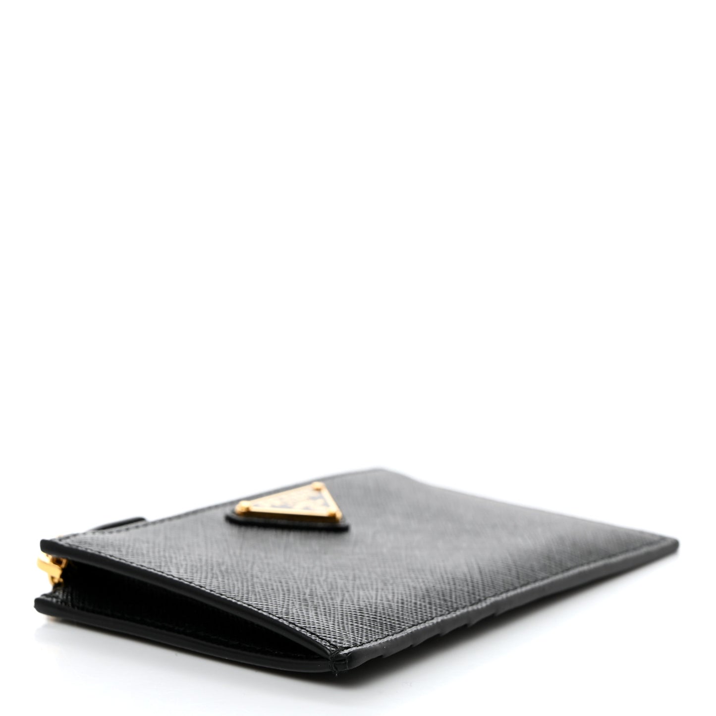 Saffiano Triangle Zip Card Holder Black